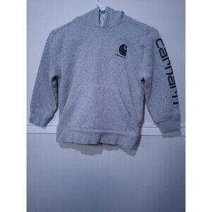 Carhartt Youth Hoodie Size 8-10 Gray Fleece Sweatshirt Logo Outdoor Unisex Kids